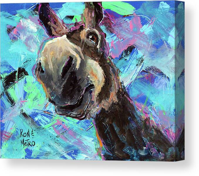 Donkey Canvas Print featuring the painting Lamont by Ron Krajewski