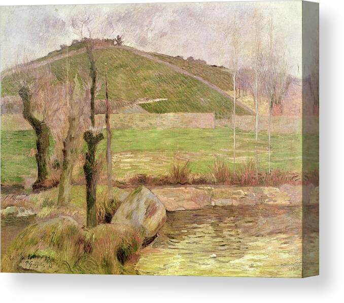Landscape Near Pont-aven Canvas Print featuring the painting Landscape near Pont Aven by Paul Gauguin