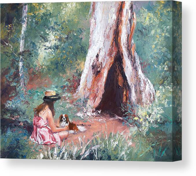 Landscape Canvas Print featuring the painting Landscape Painting - By the Hollow Tree by Jan Matson