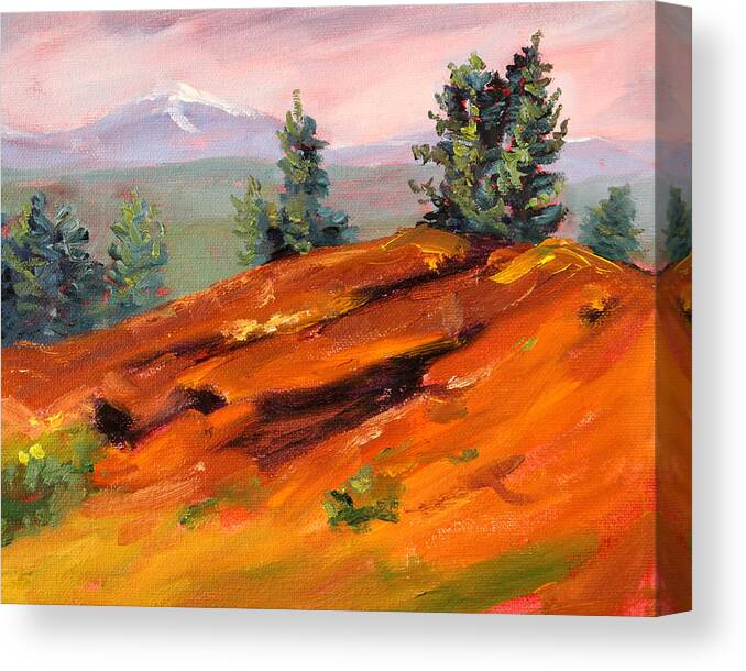 Oregon Landscape Painting Canvas Print featuring the painting Lava Butte by Nancy Merkle