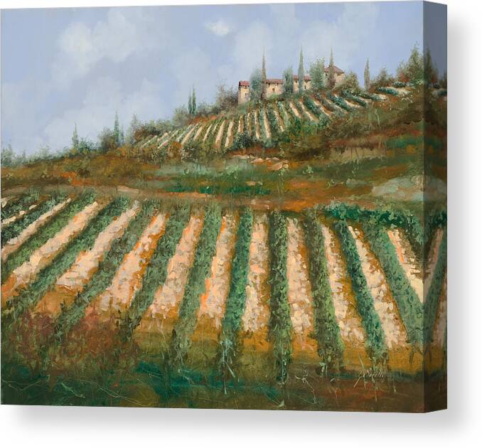 Vineyard Canvas Print featuring the painting Le Case Nella Vigna by Guido Borelli