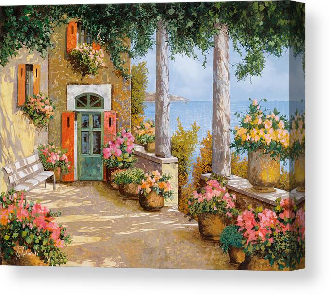 Terrace Canvas Print featuring the painting Tra Le Colonne In Terrazzo by Guido Borelli