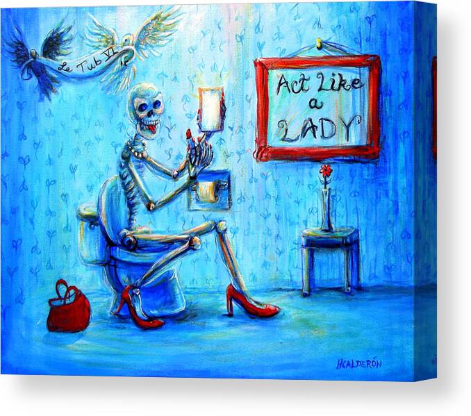 Skeletons Canvas Print featuring the painting Le Tub VI by Heather Calderon