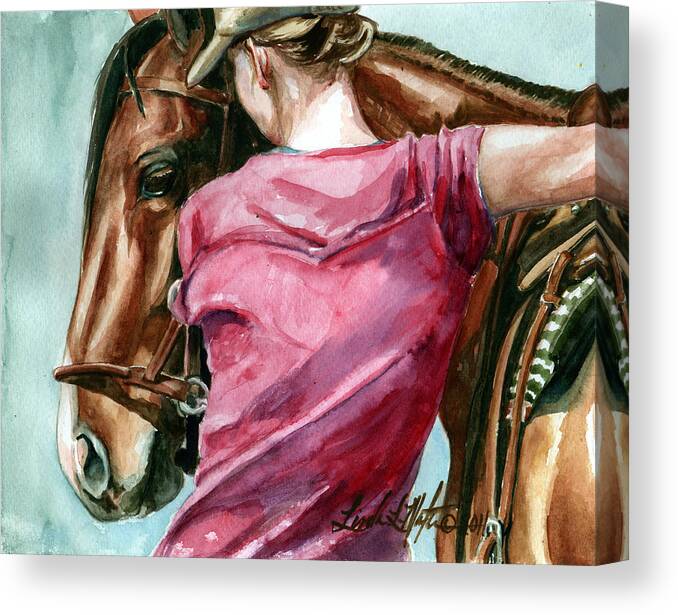 Wild Horse Canvas Print featuring the painting Lean On Me by Linda L Martin