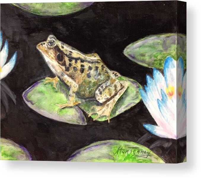 Frog Canvas Print featuring the painting Leopard Frog by Stan Tenney