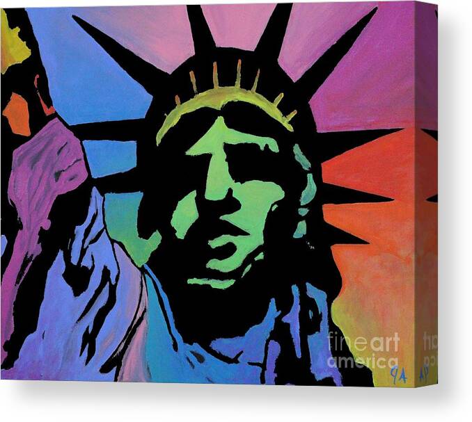 Liberty Canvas Print featuring the painting Liberty Of Colors by Jeremy Aiyadurai