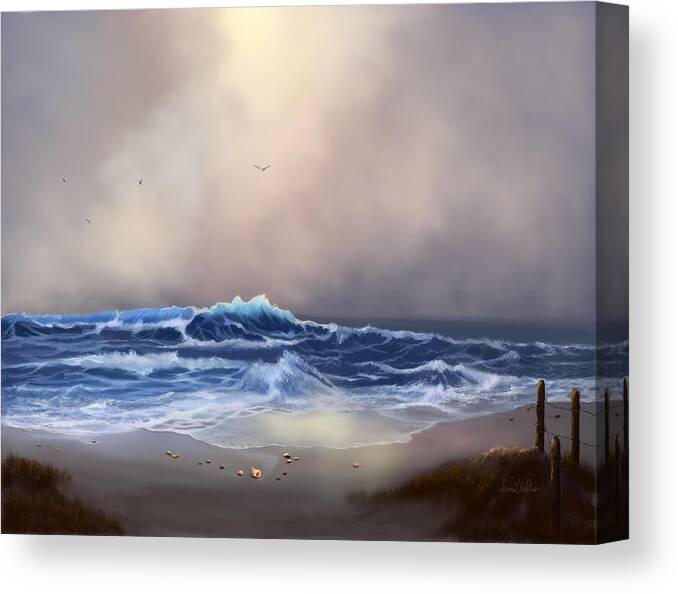 Ocean Canvas Print featuring the painting Light in the Storm by Sena Wilson