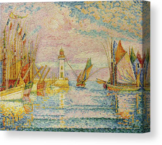 18x18 Great Art Paintings Apparel Designs Lighthouse at Groix Paul Signac Art Painting Impressionism Throw Pillow Multicolor