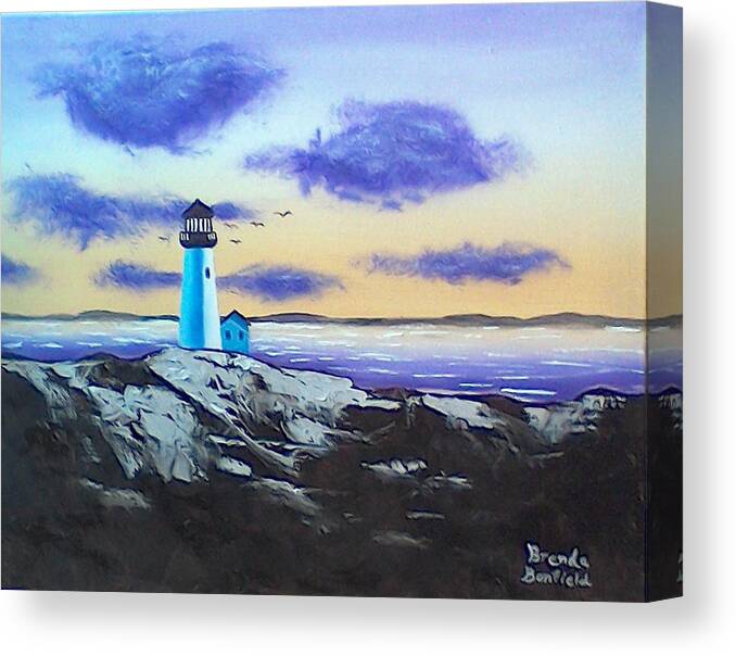 Lighthouse Canvas Print featuring the painting Lighthouse by Brenda Bonfield