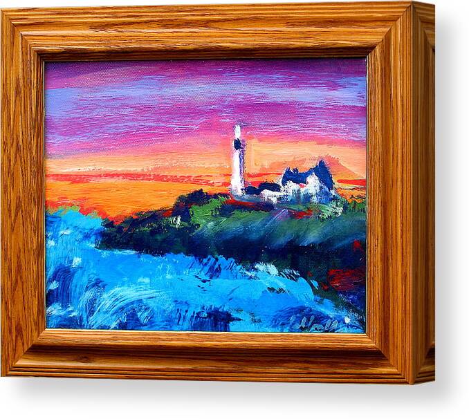 Lighthouses Canvas Print featuring the painting Lighthouse Sunset by Les Leffingwell