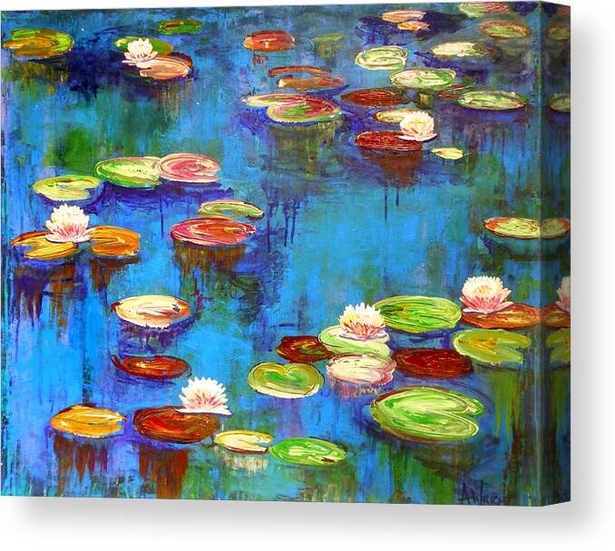 Painting Canvas Print featuring the painting Lillies by Angie Wright