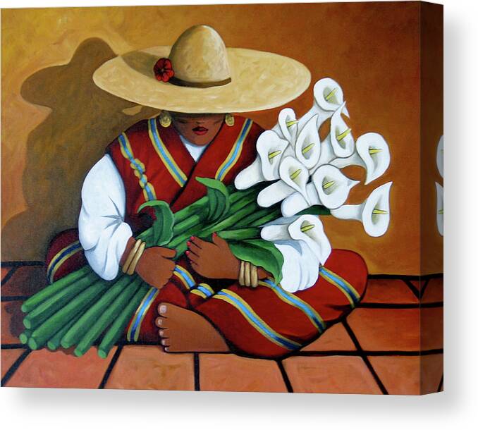 Contemporary Native American Art Canvas Print featuring the painting Lily Woman by Lance Headlee