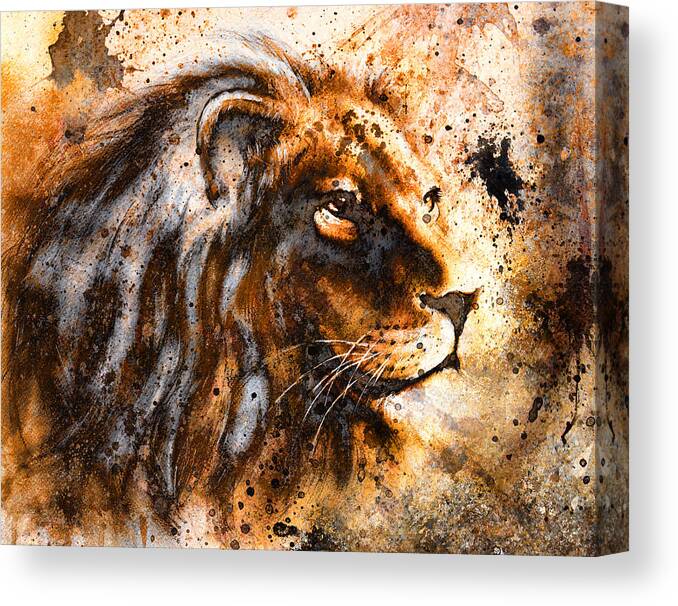 Lion Collage On Color Abstract Background Rust Structure