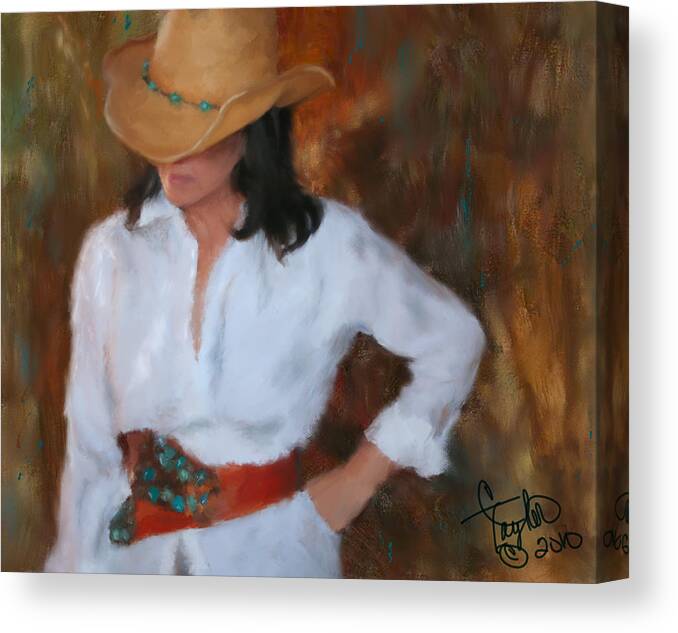 Cowgirl Canvas Print featuring the painting Liquid Turquoise by Colleen Taylor