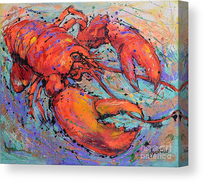  Canvas Print featuring the painting Lobster by Jyotika Shroff