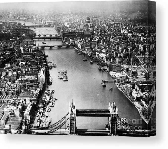  Canvas Print featuring the painting London: Aerial View, 1946 by Granger