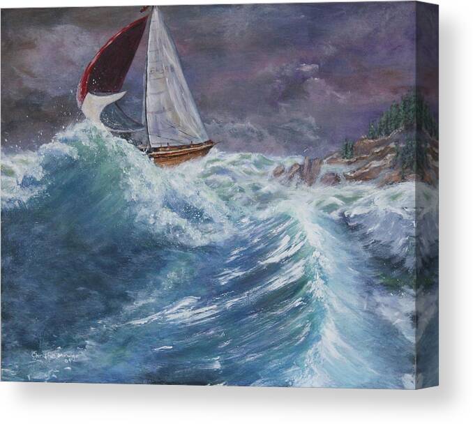 Ocean Canvas Print featuring the painting Long Way From Home by Christie Minalga