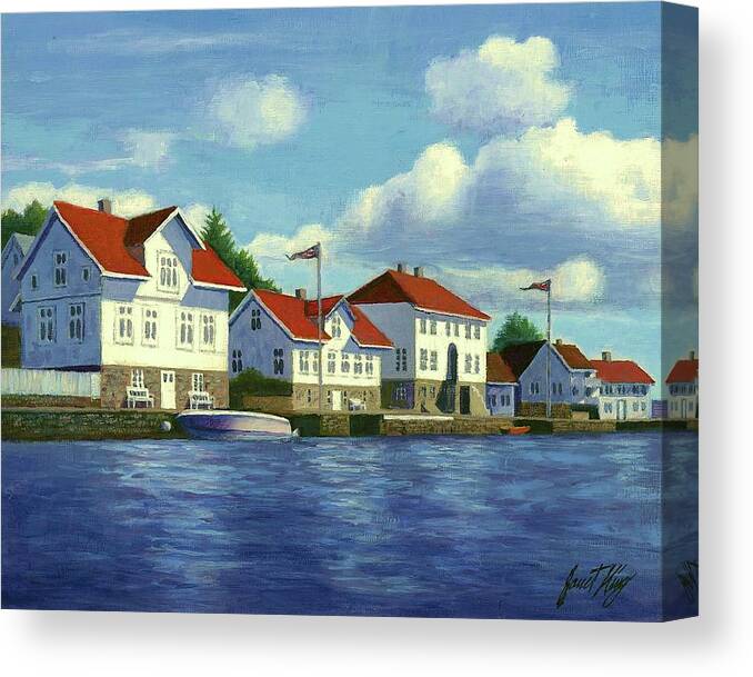 Loshavn Canvas Print featuring the painting Loshavn village Norway by Janet King