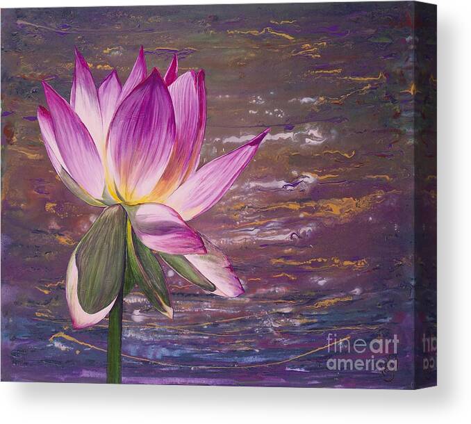 Lotus Canvas Print featuring the painting Lotus Flower by Patty Vicknair