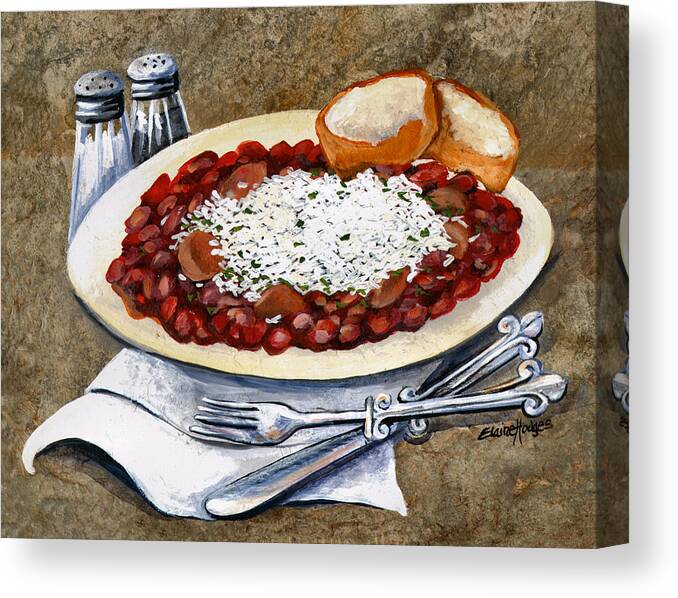 Food Canvas Print featuring the painting Louisiana Red Beans and Rice by Elaine Hodges