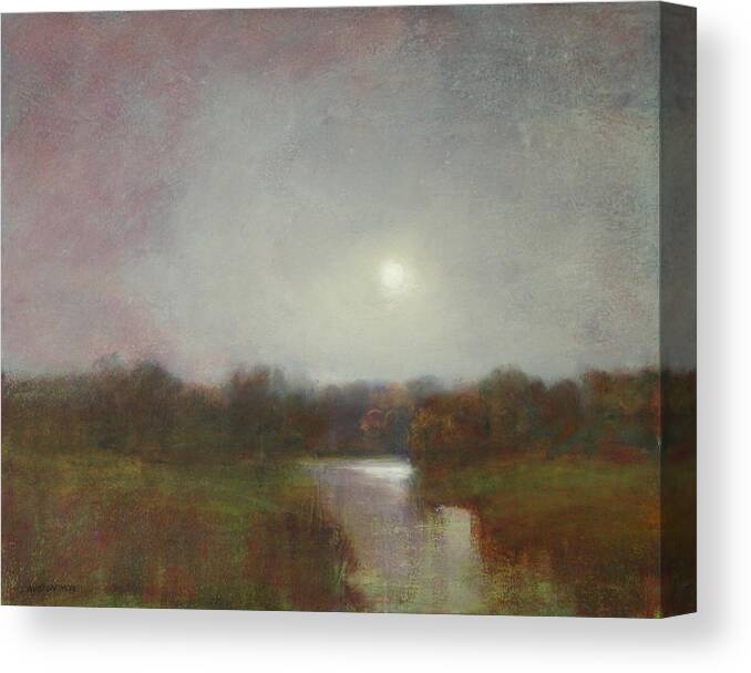 Moon Canvas Print featuring the painting Lunar 14 by David Ladmore