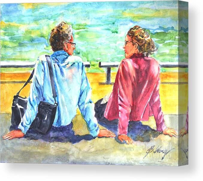 Watercolour Canvas Print featuring the painting Lunch Break by Betty M M Wong