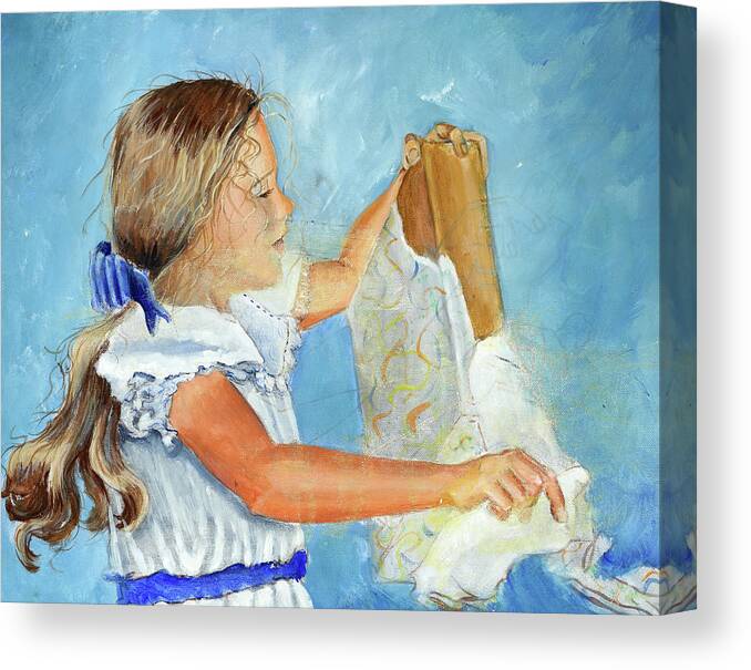 Girl Canvas Print featuring the painting Lydia's 9th Birthday by Carolyn Coffey Wallace