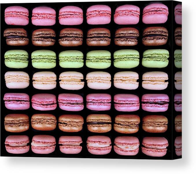 Dessert Canvas Print featuring the photograph Macarons - Full Box by Nikolyn McDonald