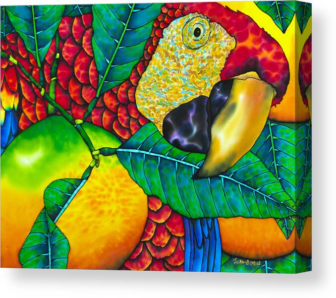Jean-baptiste Design Canvas Print featuring the painting Macaw Close Up - Exotic Bird by Daniel Jean-Baptiste
