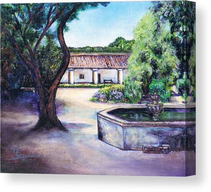 La Purisima Mission Canvas Print featuring the painting Magical Mission by M Schaefer