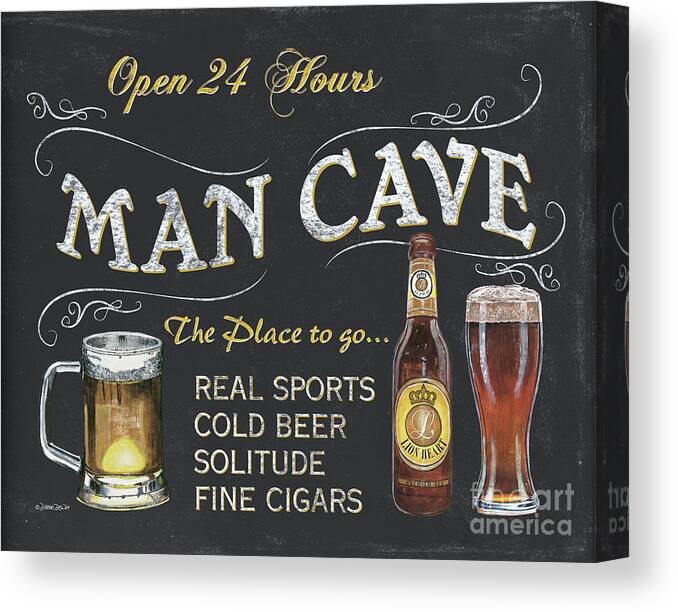 Sports Canvas Print featuring the painting Man Cave Chalkboard Sign by Debbie DeWitt