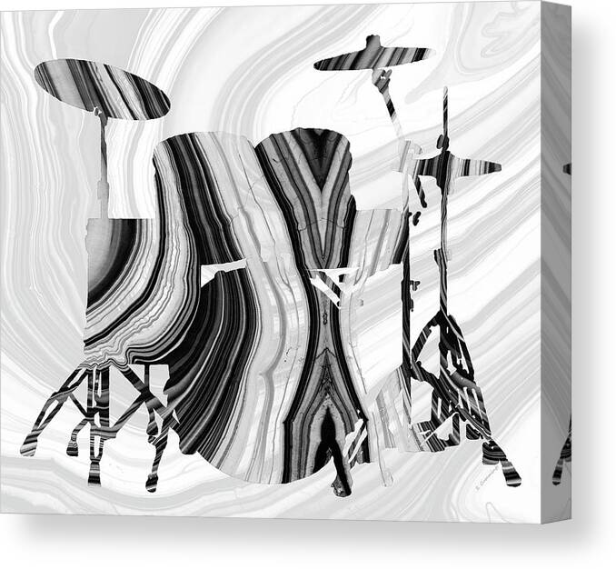 Drum Canvas Print featuring the painting Marbled Music Art - Drums - Sharon Cummings by Sharon Cummings