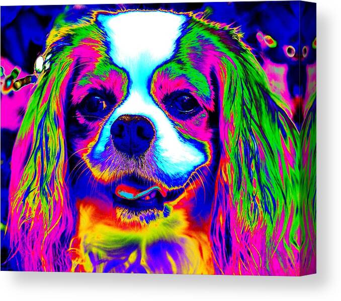 Dog Canvas Print featuring the digital art Mardi Gras Dog by Larry Beat