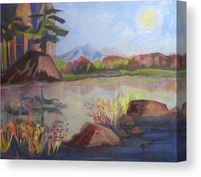 Maine Marsh Canvas Print featuring the painting Marsh Land by Betty Pieper