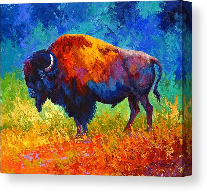 Wildlife Canvas Print featuring the painting Master Of His Herd by Marion Rose