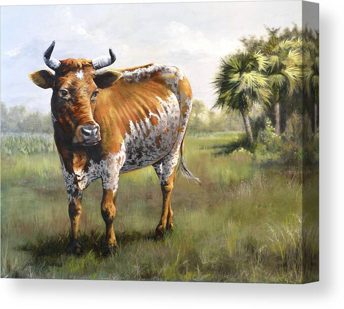 Joan Garcia Canvas Print featuring the painting On the Florida Prairie Matilda by Joan Garcia