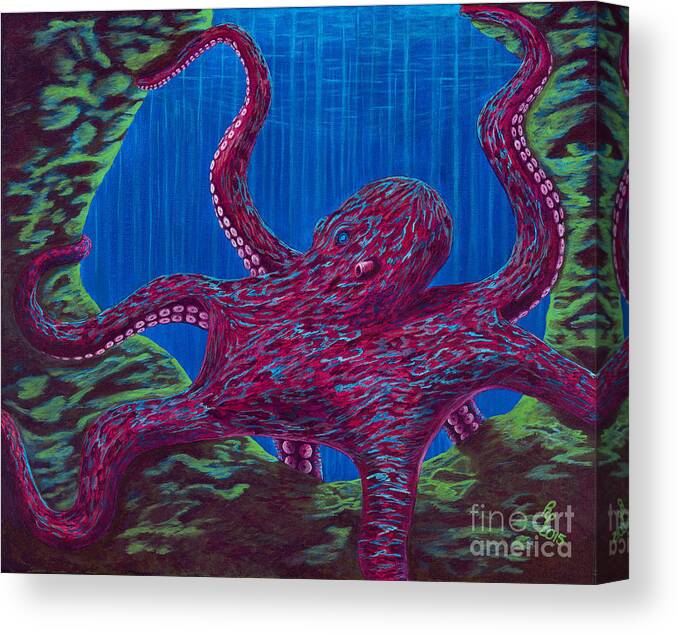 Octopus Canvas Print featuring the painting MB Octopus by Rebecca Parker