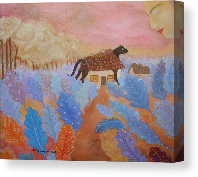 Meeting Canvas Print featuring the painting Meeting by Elzbieta Goszczycka