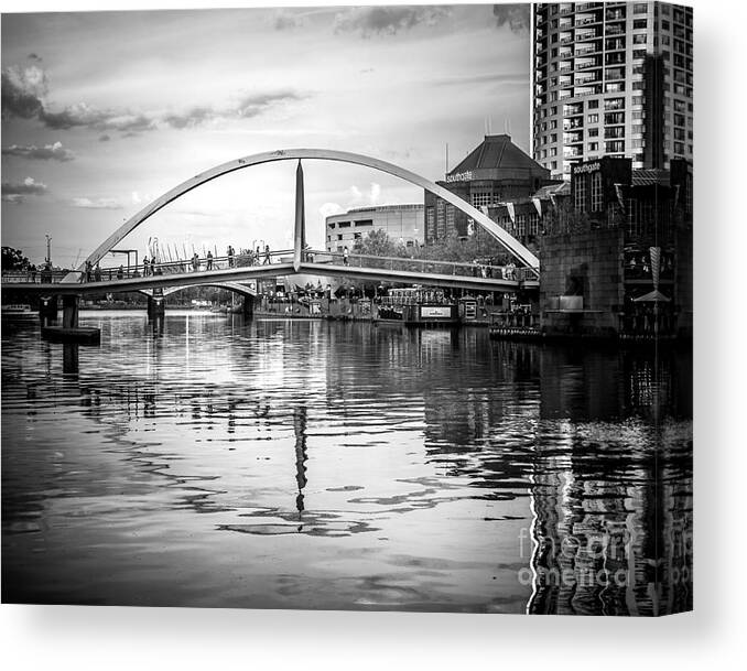 Melbourne Canvas Print featuring the photograph Melbourne River Bridge by Perry Webster