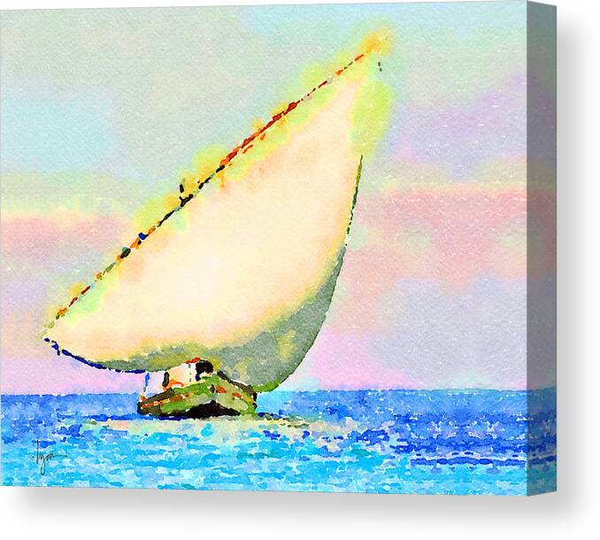 Boats Canvas Print featuring the painting Mellow Dawn by Angela Treat Lyon