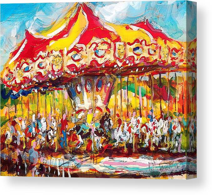 Paintings Canvas Print featuring the painting Merry-Go-Round by Les Leffingwell