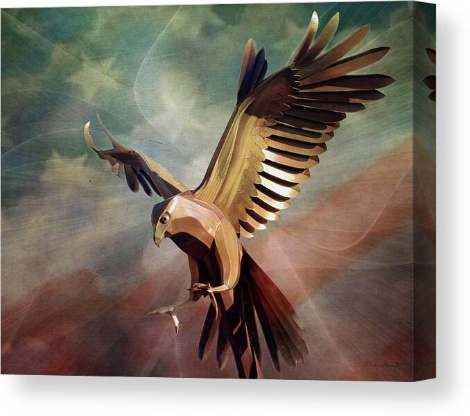 Metal Bird Canvas Print featuring the digital art Metal Bird 4 of 4 by Walter Herrit