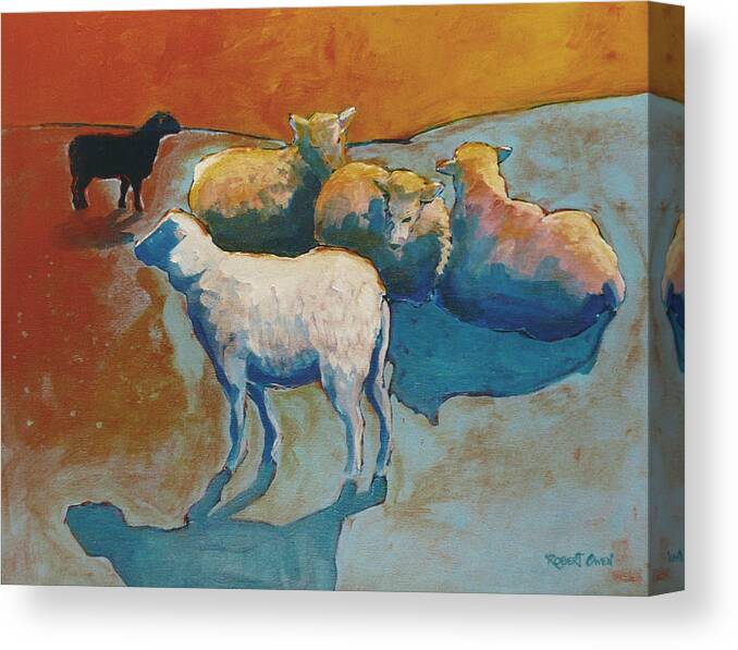 Sheep Canvas Print featuring the painting Metchosin Sunrise by Rob Owen
