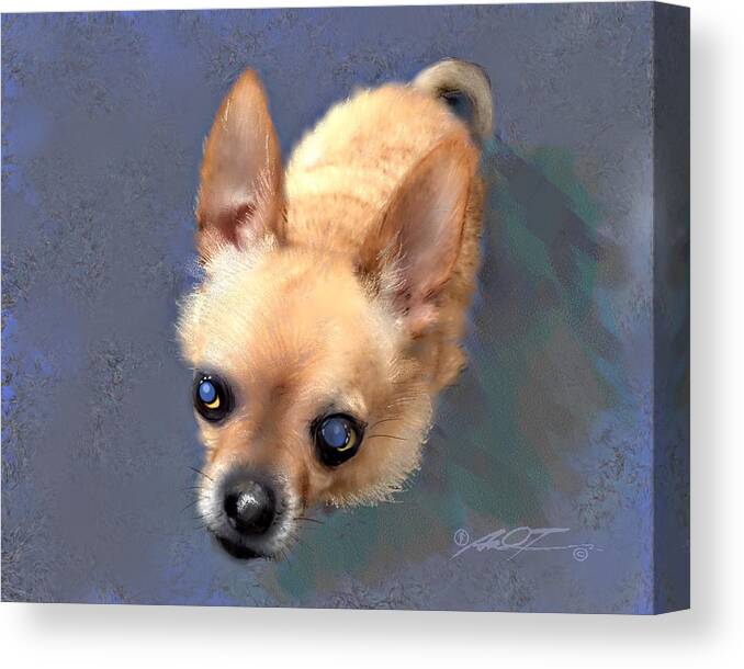 Dog Canvas Print featuring the painting Mickey the Rescue Dog by Dale Turner