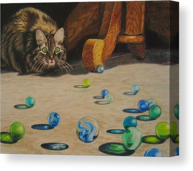 Cats Canvas Print featuring the drawing Mighty Hunter by Karen Ilari