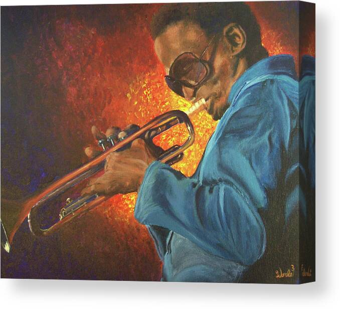Music Paintings Canvas Print featuring the painting Miles by Bill Werle