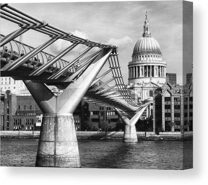 London Canvas Print featuring the photograph Millennium Footbridge by Shirley Mitchell