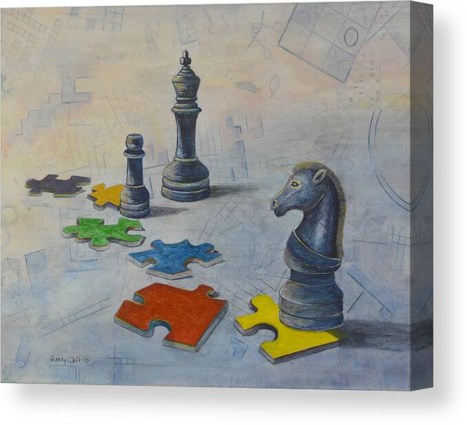 Chess Canvas Print featuring the painting Mind Games by Sandy Clift
