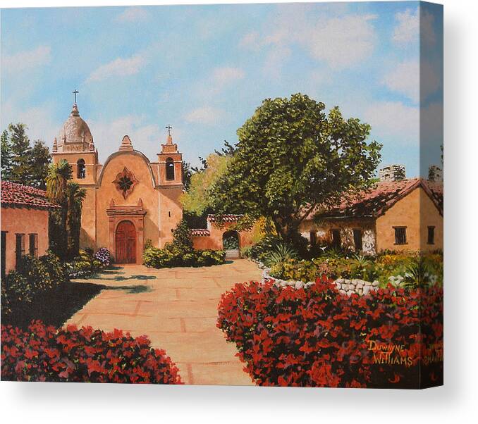 Mission Canvas Print featuring the painting Mission Carmel by Duwayne Williams