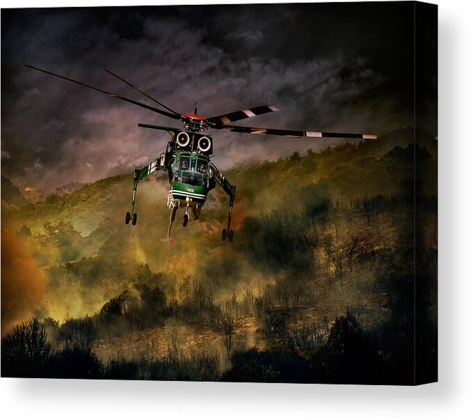 Helicopter Canvas Print featuring the photograph Mission Completed by Antonio Grambone